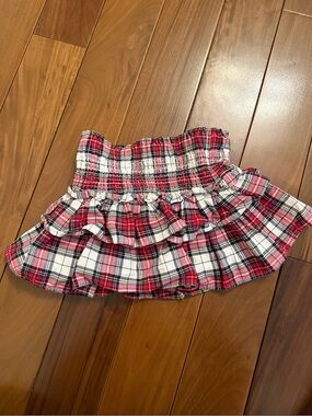 Janie and Jack Red and White Plaid Ruffle Skirt